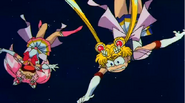 Super Sailor Moon and Chibi Moon falling