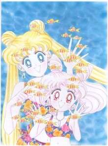 Usagi and Chibiusa Fish and Tropical Swimsuits Artbook 3-889x1200