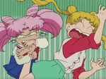 Chibiusa while tickling the sole of Usagi's foot