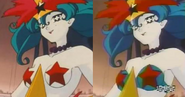 On the left: Uchoten in the Japanese version and in the uncut English version. On the right: Uchoten in the edited version.