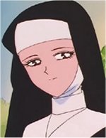 Akane Gushiken in her nun's clothes.