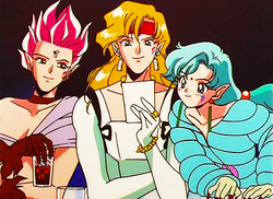 The Amazon Trio in anime (left to right; Hawk's Eye, Tiger's Eye, and Fish Eye)