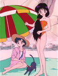 Rei in her swimsuit alongside Ami and Luna