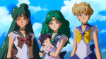 The Outer Senshi with baby Hotaru