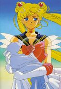Sailor Moon after destroying Pharoah 90, holding a reborn Hotaru