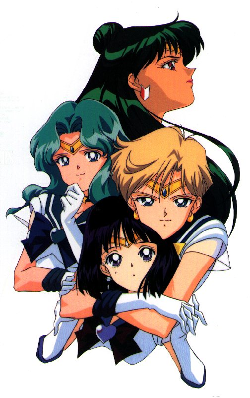 Sailors Uranus, Neptune, and Pluto join Sailor Moon in getting