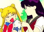 Rei and Usagi fighting