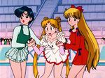 Ami and Minako teaches Usagi how to skate