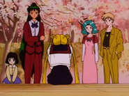 Setsuna and the Outer Sailor Guardians at the Hikawa Shrine