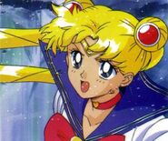 Sailor Moon fighting Princess Snow Kaguya.