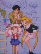 Mamoru with Chibiusa and Usagi in the ending