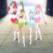 Sailor Quartet after being awakened in Sailor Moon Eternal