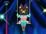 The Teddy Bear Lemures with her bigger ribbon swinging in a trapeze.