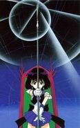 Sailor Saturn wielding her Silence Glaive.