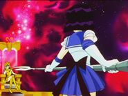 Sailor Saturn confronts Sailor Galaxia