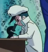 The Biologist Lemures using his microscope