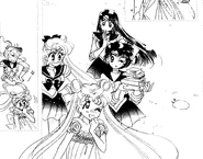 Serenity being scolded by the Inner Sailor Senshi after visiting Endymion
