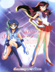 A picture of Sailor Mercury and Sailor Mars in the official Sailor Moon calendar for 2002.