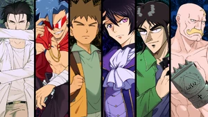 Fan art [source needed] of some male characters typically considered GAR. From left to right: , , , , , and .