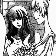 Doncellas llevando flores y comida.