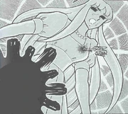 Saori herida por una flecha fantasma.