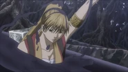 Yuzuriha escaping from the swamp in the Forest of Death