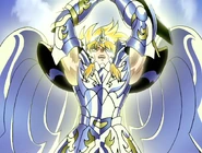 Hyōga a punto de usar el Aurora Thunder Attack contra Hypnos