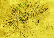 Bocetos de Aioria con el Ropaje de Odín por Fumitoshi Oizaki (Diseñador de personajes de Soul of Gold)