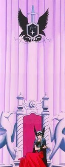  sentada en su trono.