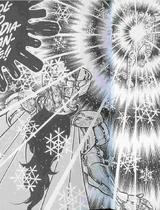 Hyoga atacando la ilusión de Géminis.