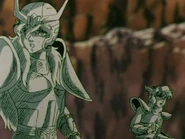Shun and Seiya turned into stone statues