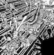 Shiryū utilizando el Rozan Ryū Hi Shō contra los Saints Esqueleto del Cementerio de las Cloths en el manga