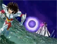 Esfera de Thanatos atacando a Seiya