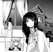 Yoruhime contemplando el cielo nocturno.