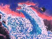 Shiryu inverte as águas da Cachoeira de Rozan.
