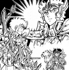 Aolia, Aiolos e Seiya Mangá 1