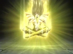 Shaka flutua com sua telecinésia.