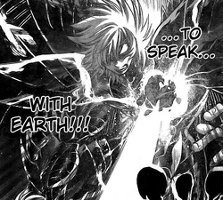 O golpe do etéreo Regulus de Leão atinge o coração de Radamanthys de Wyvern.