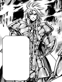 Aspros recém eleito como Cavaleiro de Gêmeos.