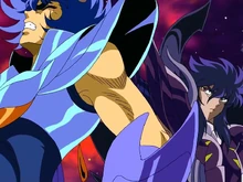 Aiacos castiga Ikki.