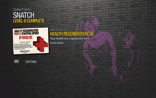 Health Regeneration 3x unlocked by Snatch Level 6 in Saints Row 2
