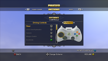 Saints Row Menu - Options - Controls - Driving Controls - Scheme C