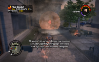 Trail Blazing on-screen text in Saints Row 2