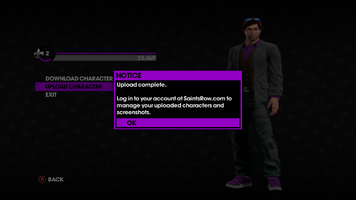 Character Gallery upload complete in Saints Row The Third