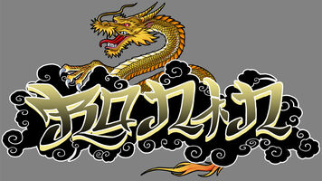 Ronin graffiti with dragon and stylised logo
