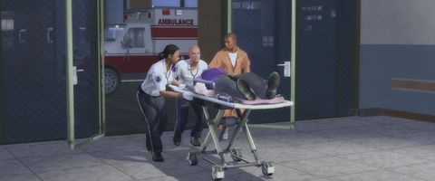 Bleeding Out - Gat being wheeled into the hospital