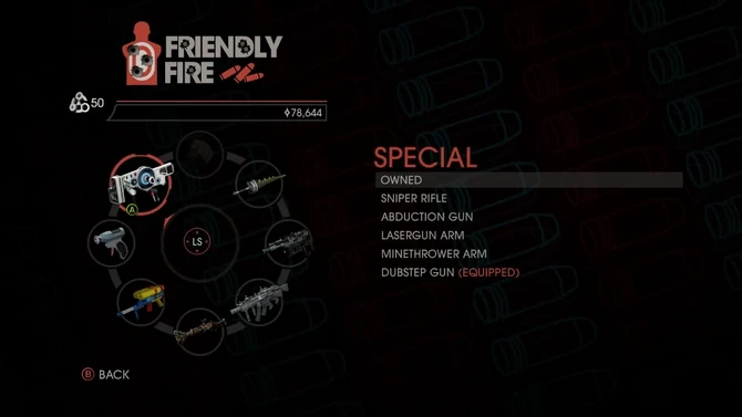 Friendly Fire Special menu