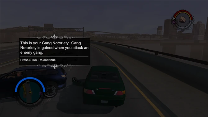 Notoriety tutorial text in Saints Row