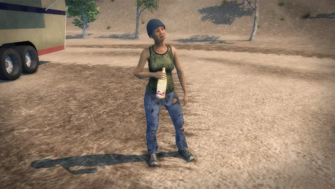 A Bum drinking a beer in Elysian Fields (Trailer Park District) in Saints Row 2