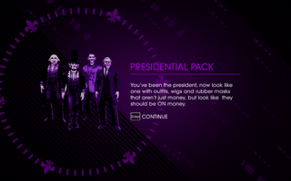 Saints Row IV Presidental Pack unlock screen